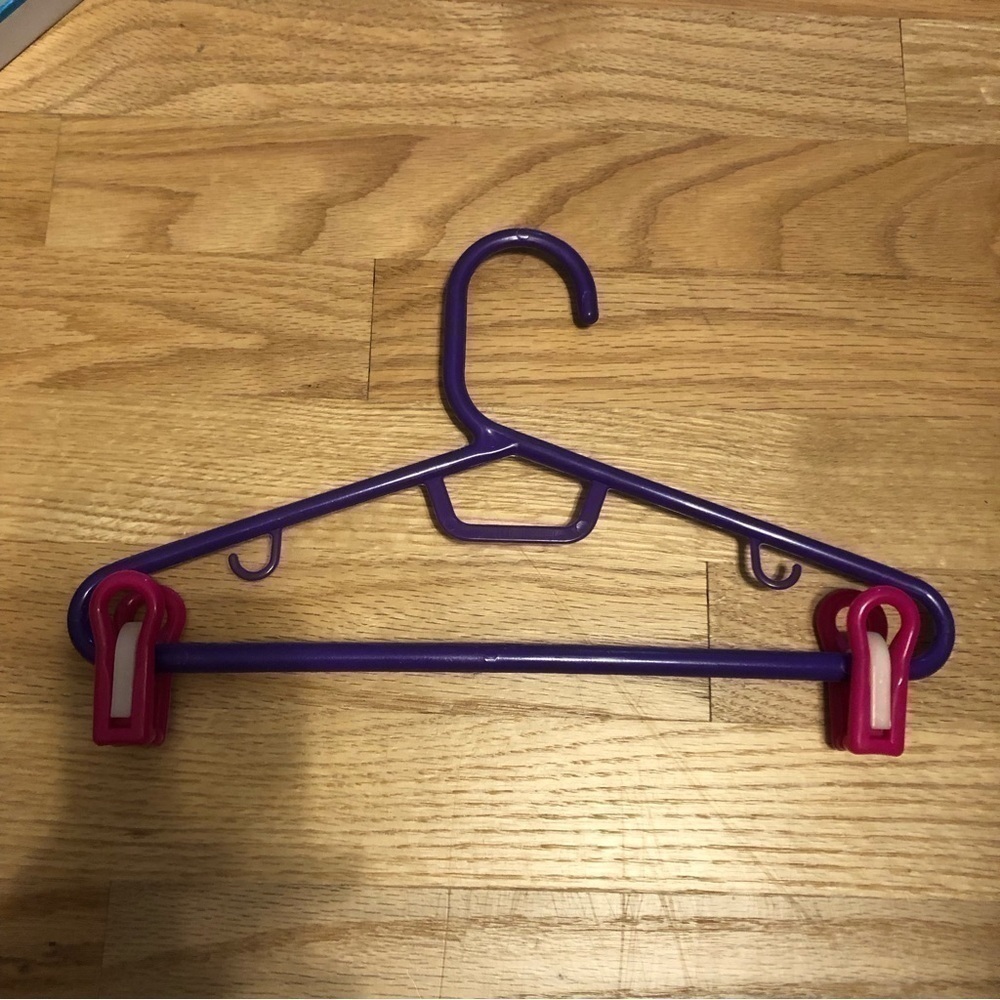 Vintage Hanger 80s 90s Purple Pink Pants Clip Kids Clothes
